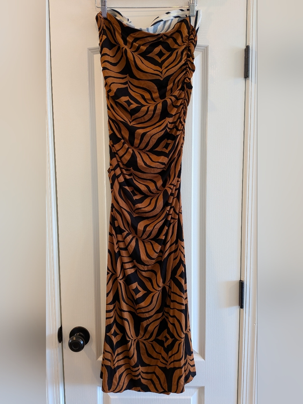 Anthropologie Strapless Mixed Animal Print Dress - Black, White, Brown - Picture 10 of 16